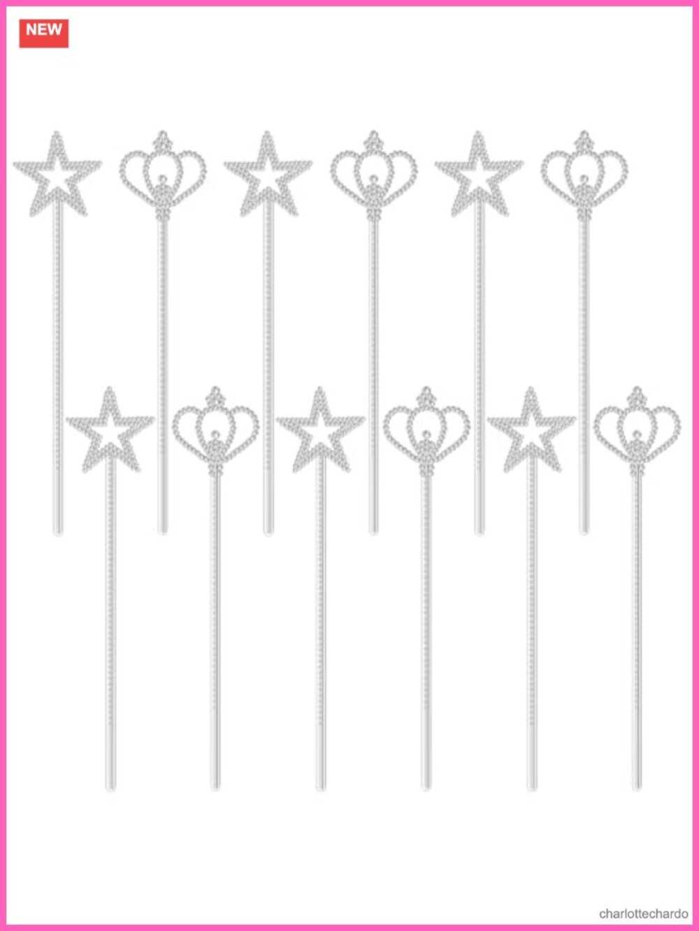 12 Pc Silver Star Crown Fairy Wand Princess Costume Accessories